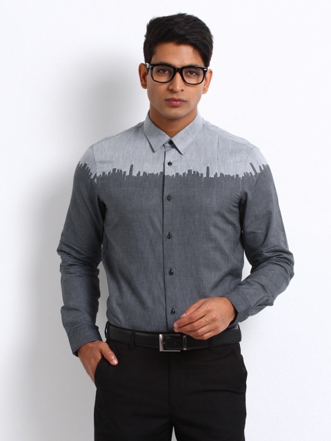 

Arrow New York Men Grey Printed Slim Fit Semi-Formal Shirt