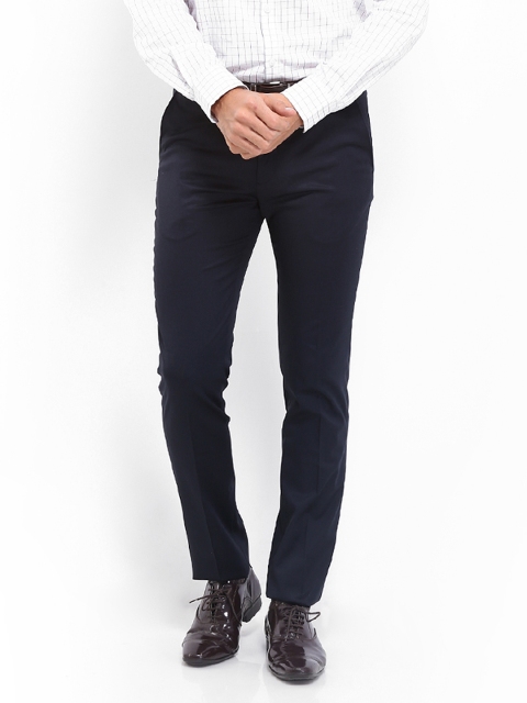 

Arrow New York Men Navy Super Slim Fit Formal Trousers, Navy blue