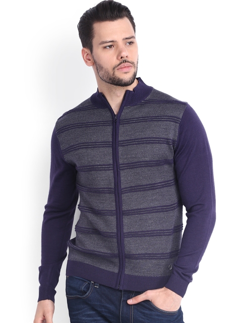 

Arrow New York Men Grey & Purple Woollen Sweater
