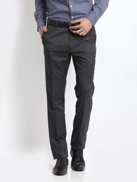 

Arrow New York Men Grey Self Check Tapered Fit Formal Trousers