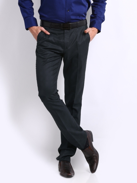 

Arrow New York Men Black Self Checked Tapered Fit Formal Trousers
