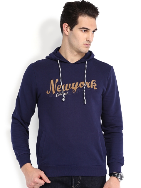 

Arrow Sport Men Navy Hooded Sweatshirt, Navy blue