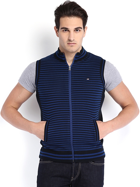 

Arrow Sport Men Blue & Black Striped Sweater