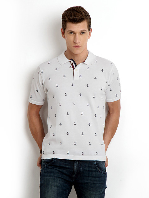 

Arrow Sport Men White Printed Polo T-shirt