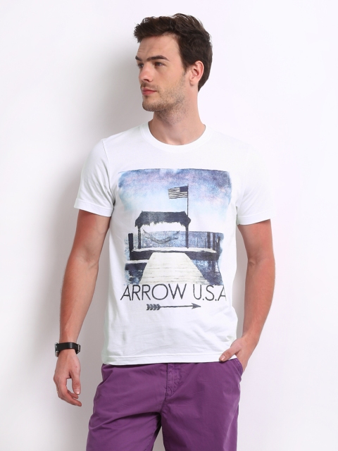 

Arrow Sport Men White Printed T-shirt