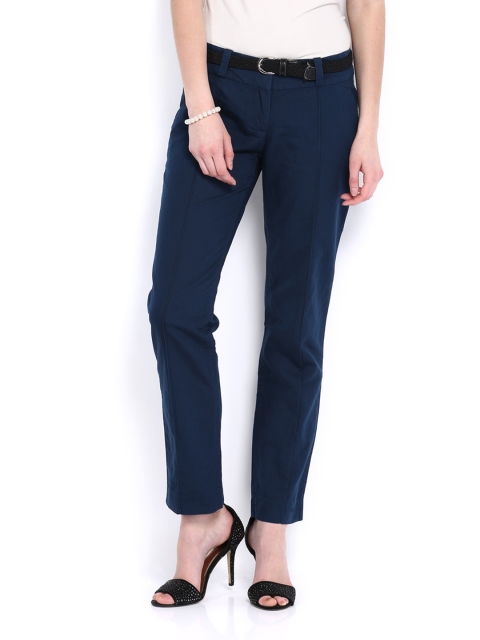 

Arrow Woman Women Navy Blue Slim Fit Solid Regular Trousers