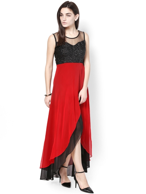 

Athena Black & Red Georgette Maxi Dress