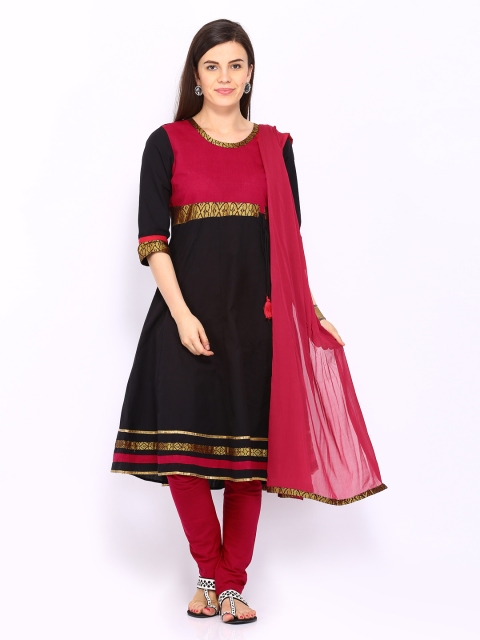 

Aurelia Women Black & Pink Churidar Kurta with Dupatta