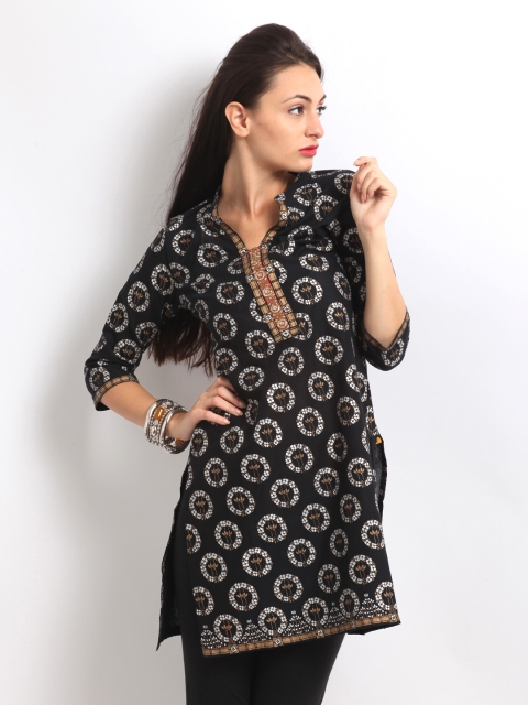 

Aurelia Women Black Printed Kurta
