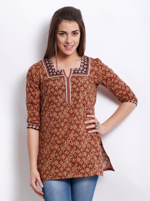 

Aurelia Women Brown Printed Kurti