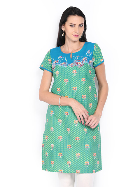

Aurelia Women Green & Blue Printed Kurta