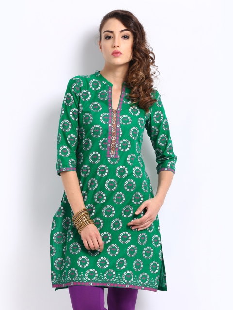 

Aurelia Women Green Ethnic Print Kurta