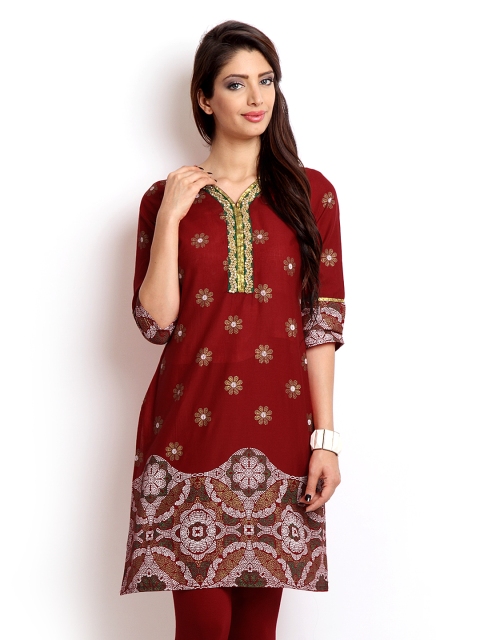 

Aurelia Women Maroon & Golden Printed Kurta