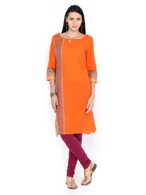 

Aurelia Women Orange Dobby Kurta