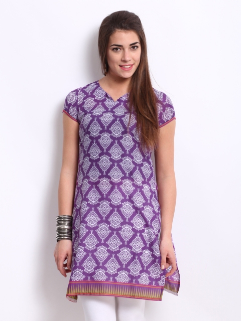 

Aurelia Women Purple & White Printed Kurta