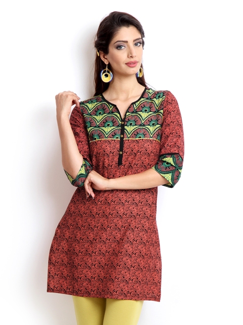 

Aurelia Women Rust Red & Black Printed Kurta