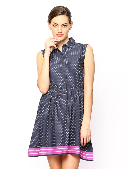 

Being Human Blue Polka Dot Print Fit & Flare Dress