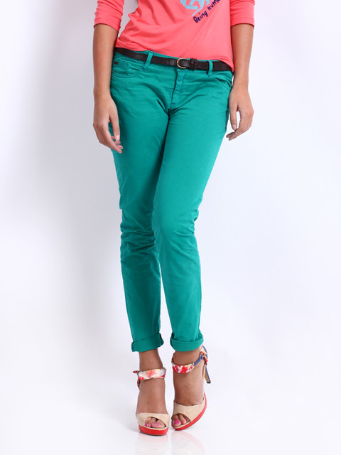 

Being Human Clothing Women Green Skinny Fit Trousers