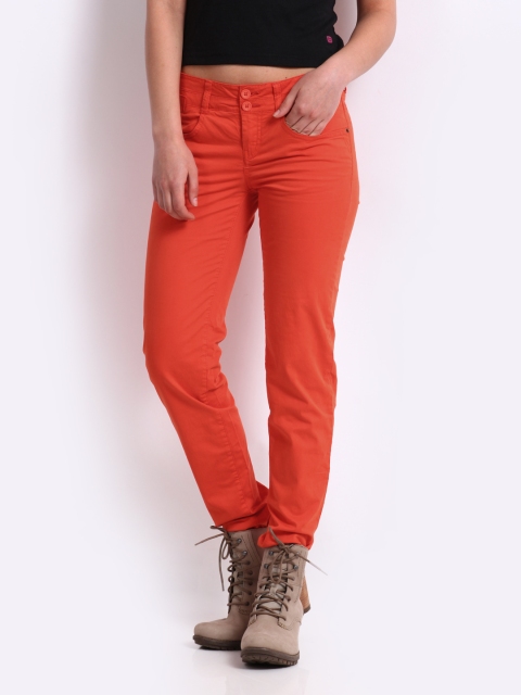 

Being Human Clothing Women Orange Slim Fit Chino Trousers