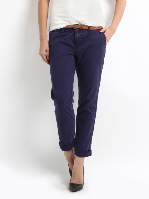 

Being Human Clothing Women Purple Slim Fit Chinos