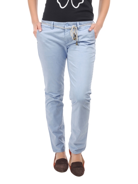 

Being Human Women Sky Blue Slim Fit Chino Trousers