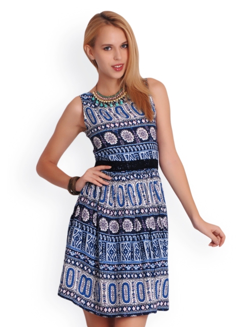 

Belle Fille Multicoloured Printed Fit & Flare Dress, Multi