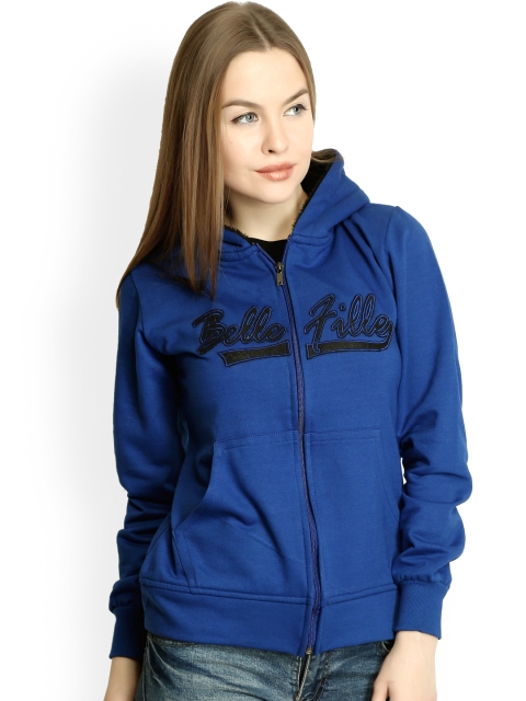 

Belle Fille Women Royal Blue Hooded Relaxed Fit Sweatshirt
