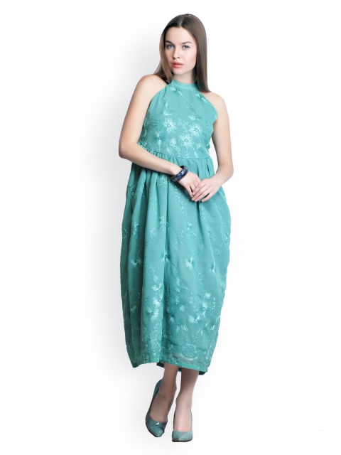 

Belle Fille Turquoise Green Embroidered Maxi Dress