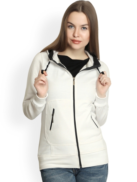 

Belle Fille Women White Hooded Regular Fit Sweatshirt