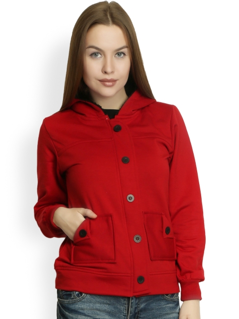 

Belle Fille Women Maroon Hooded Jacket