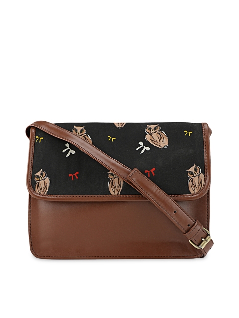 

Berrypeckers Black & Brown Printed Sling Bag