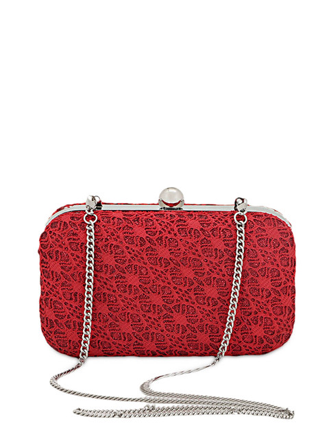 

Berrypeckers Red Lace Box Clutch