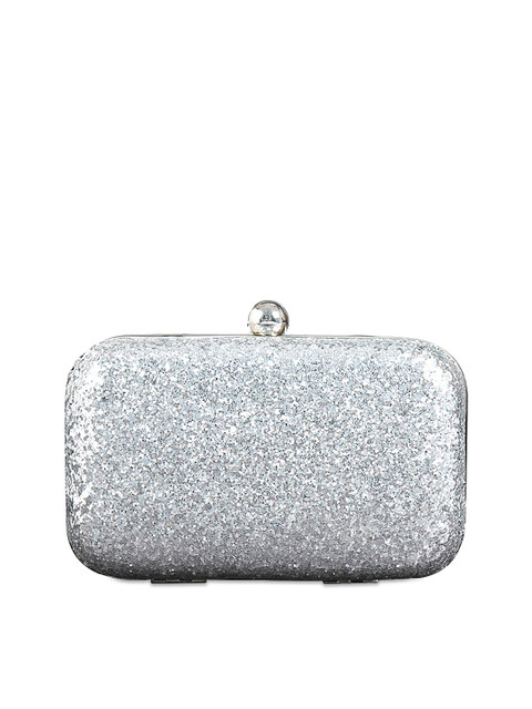 

Berrypeckers Silver Toned Box Clutch