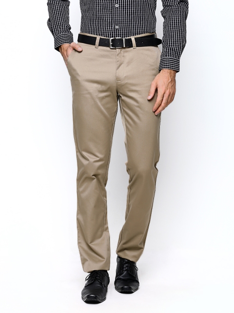 

Blackberrys Men Beige Sharp Fit Formal Trousers