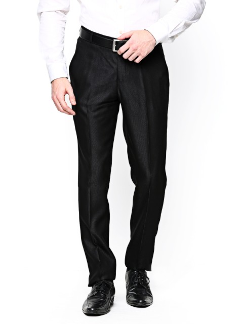 

Blackberrys Men Black Sharp Fit Formal Trousers