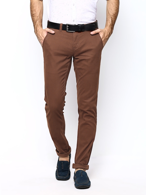 

Blackberrys Men Rust Brown Sharp Fit Casual Trousers