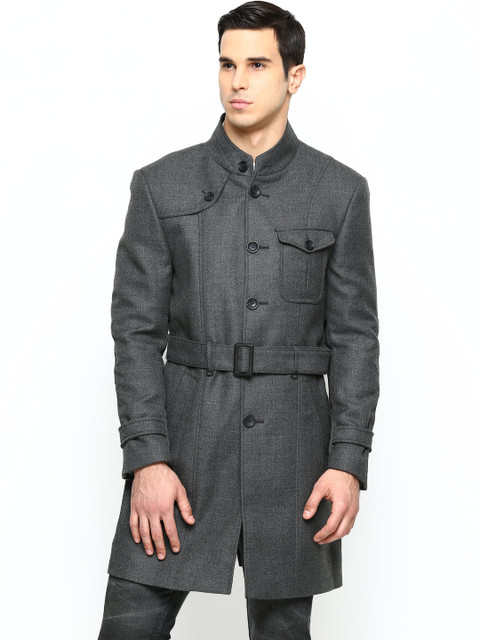 

Blackberrys Men Grey Woollen Long Coat