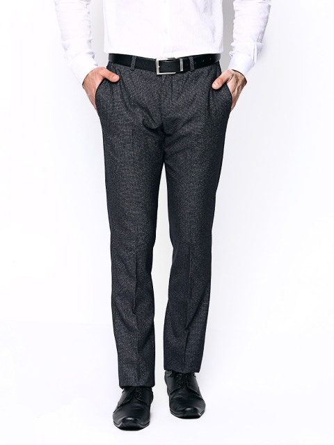 

Blackberrys Men Charcoal Grey Sharp Fit Formal Trousers