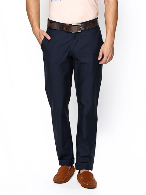 

Blackberrys Men Navy Sharp Fit Smart Casual Trousers, Navy blue