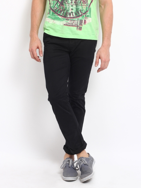 

Breakbounce Men Black Suave Slim Fit Chino Trousers