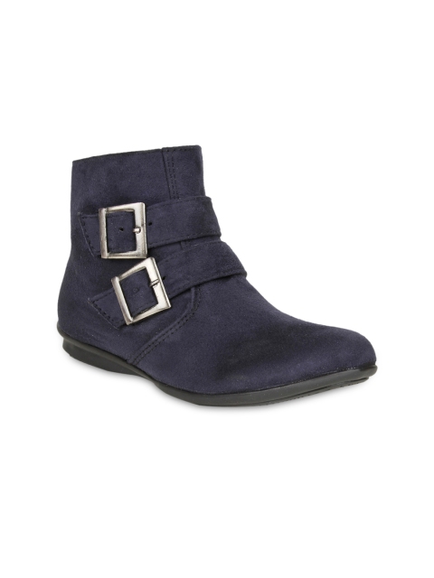 

Bruno Manetti Women Blue Suede Flat Boots