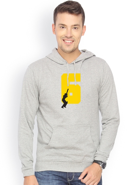 

Campus Sutra Men Charcoal Grey Printed Hooded Sweatshirt
