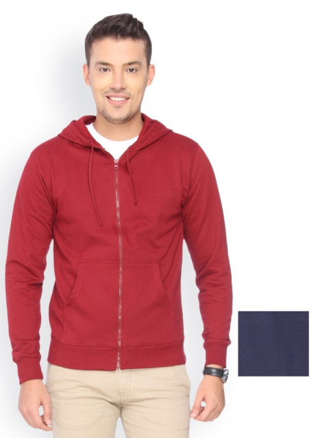 

Campus Sutra Men Pack of 2 Hooded Sweatshirts, Maroon
