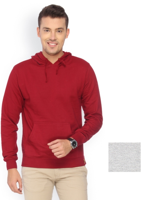 

Campus Sutra Men Pack of 2 Hooded Sweatshirts, Maroon