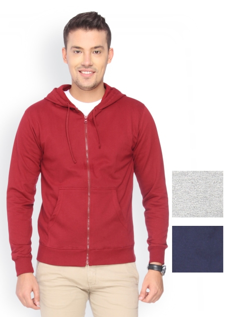 

Campus Sutra Men Pack of 3 Hooded Sweatshirts, Maroon