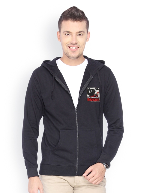 

Campus Sutra Men Black Hooded Sweatshirt