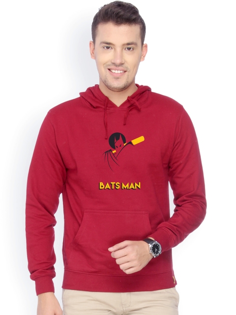 

Campus Sutra Men Maroon Hooded Sweatshirt