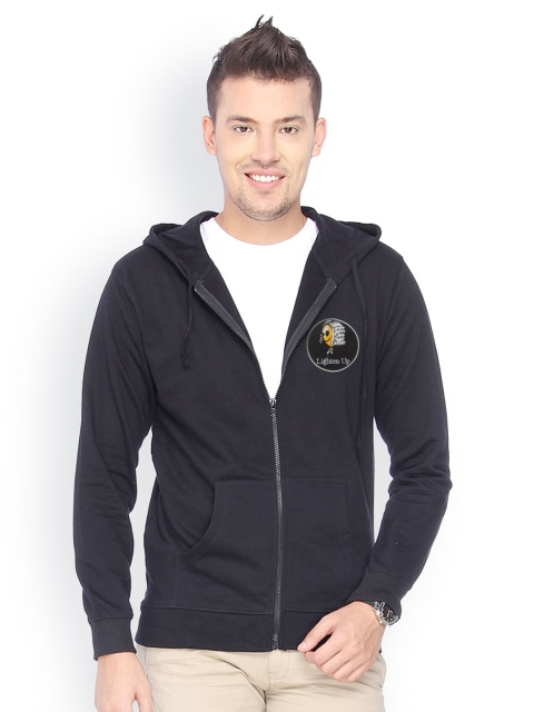 

Campus Sutra Men Black Hooded Sweatshirt
