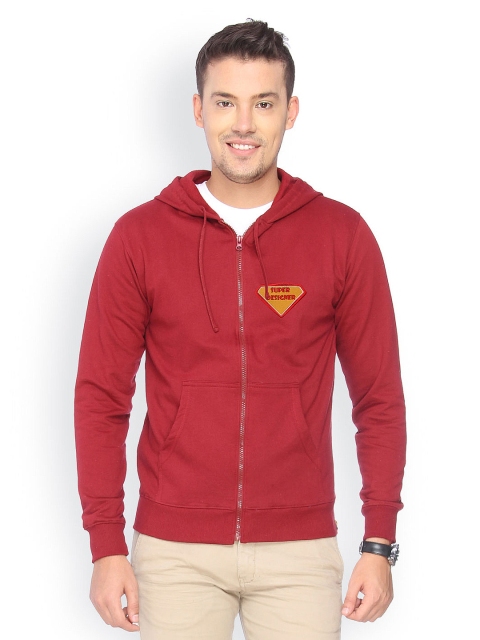 

Campus Sutra Men Maroon Hooded Sweatshirt