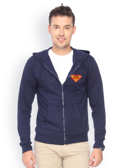 

Campus Sutra Men Blue Hooded Sweatshirt